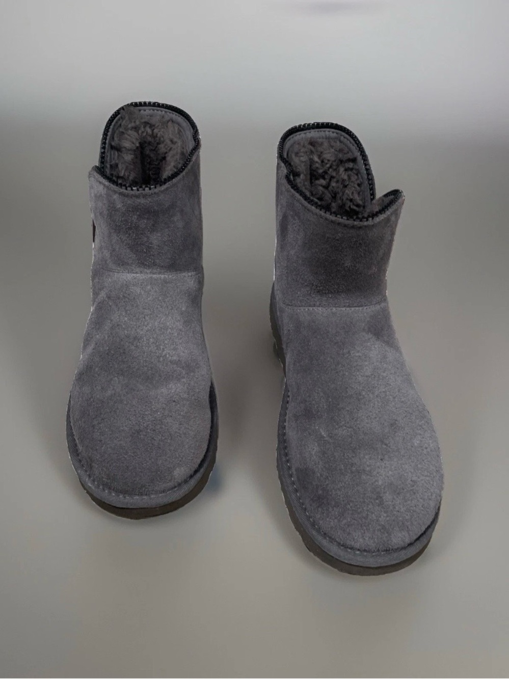 UGG Mini Florence Charcoal Grey Suede Side Zip Boots 1110697